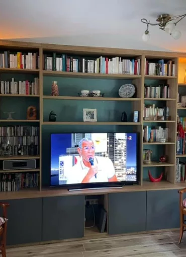 Bibliothèque living TVsur-mesure