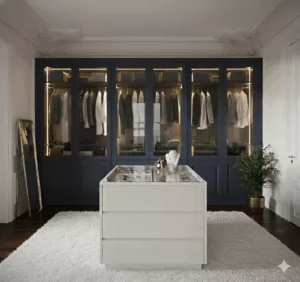 dressing portes vitrées et portes moulurées