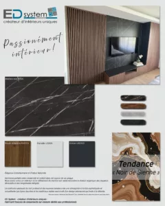 Marbre noir & Noyer altamira